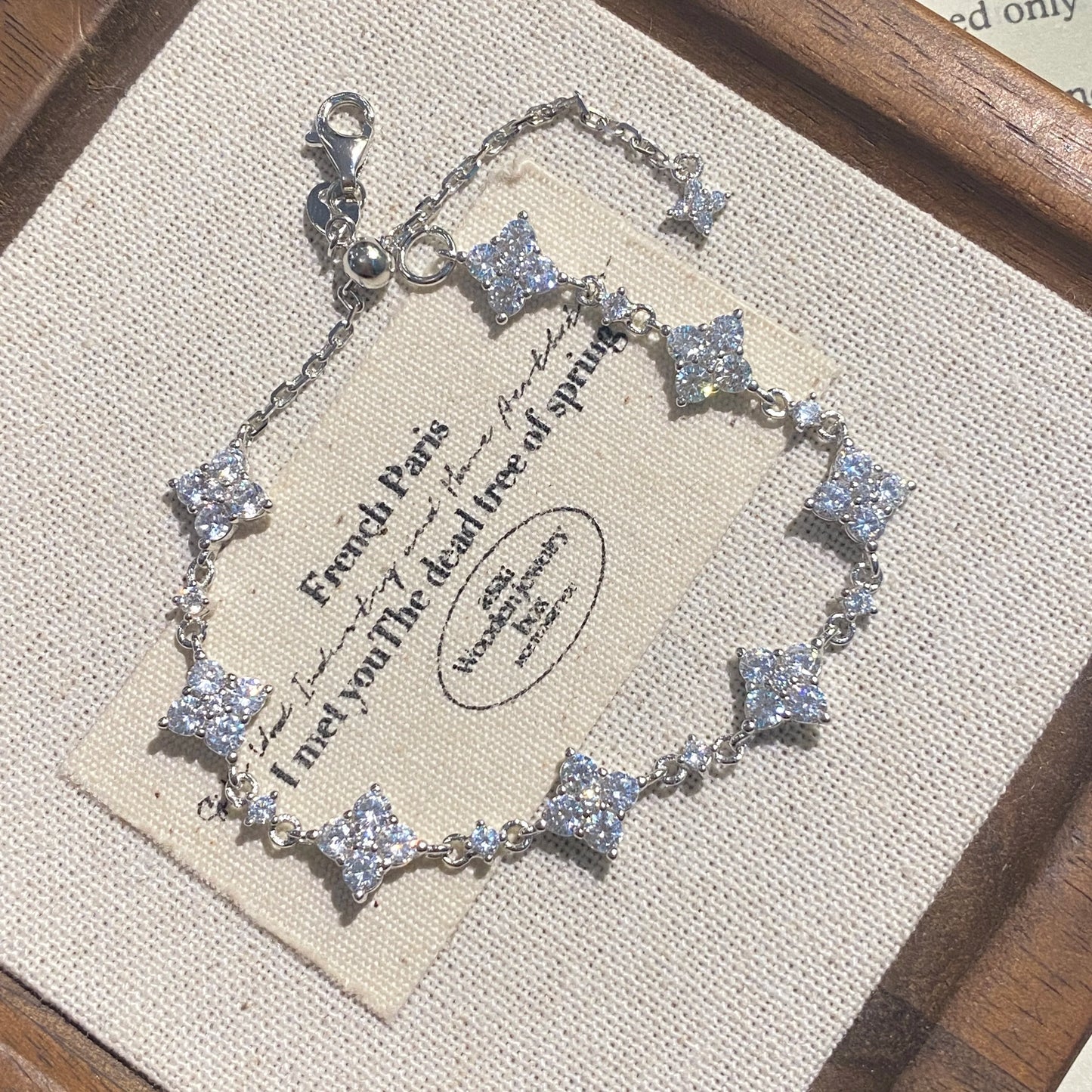 2025 Elegant S925 Sterling Silver Crystal Flower Bracelet with Moissanite for Women - Fashionable Anniversary Gift