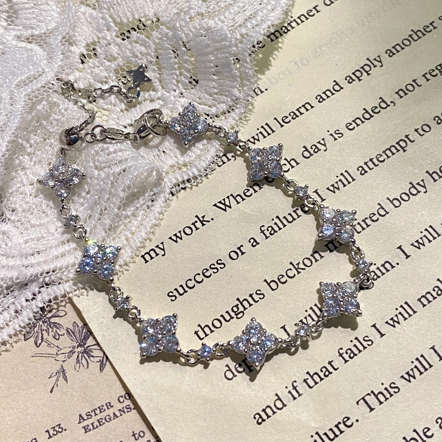 2025 Elegant S925 Sterling Silver Crystal Flower Bracelet with Moissanite for Women - Fashionable Anniversary Gift